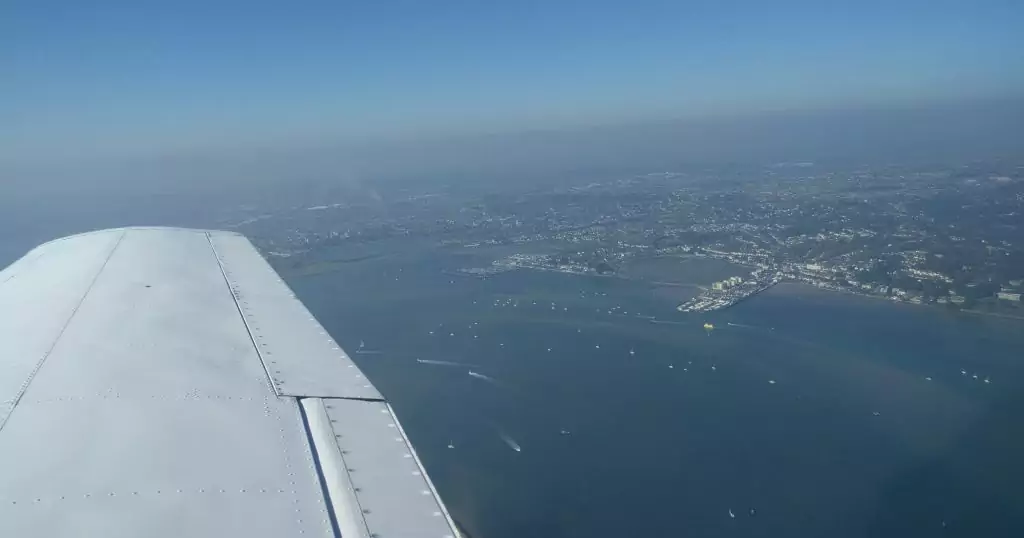 Poole Harbour below the wing